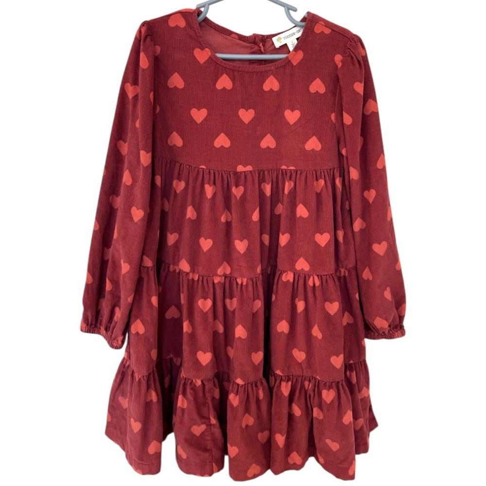 Tucker and Tate Heart Corduroy Swing Dress Red Girls 6 Long Sleeve Tiered